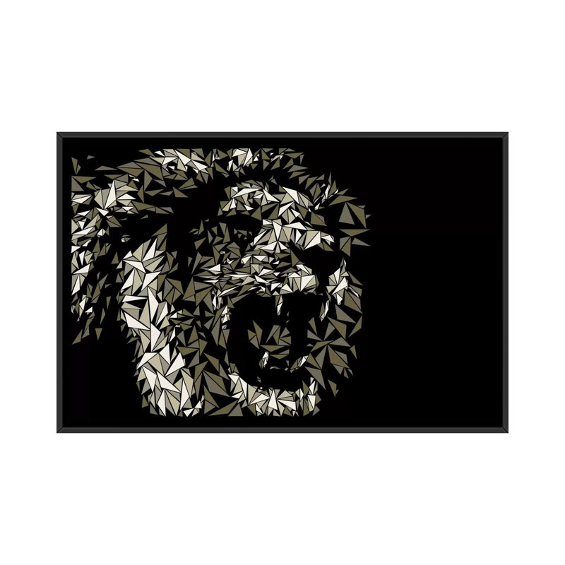 « lion », impression sur toile, H 18 po x l 26 po x P 1,5 po, Toile avec cadre noir