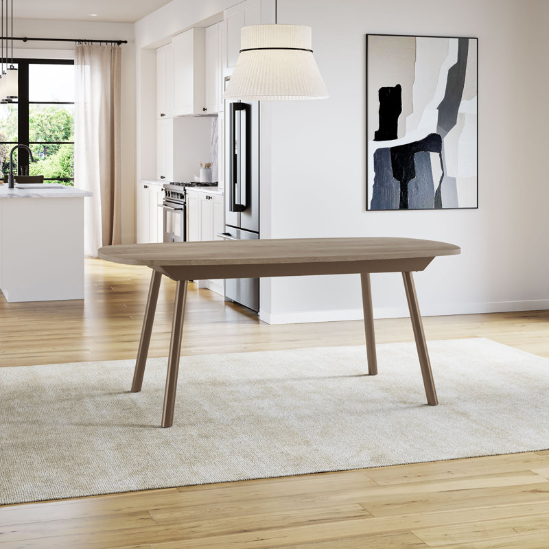 Camire Extendable Butterfly Leaf Birch wood veneer Dining Table, Light Beige, Bronze