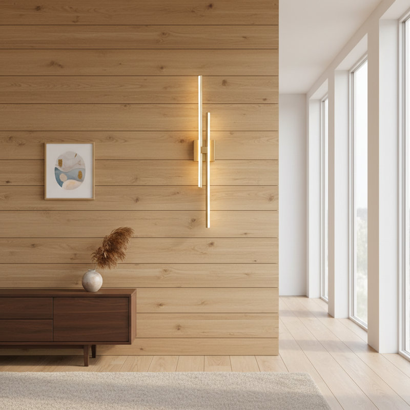 Applique murale linéaire pour salle de bain à 2 lumières DEL Keyli, Doré, H 4,7 po x l 32 po x P 2,8 po, 20 W