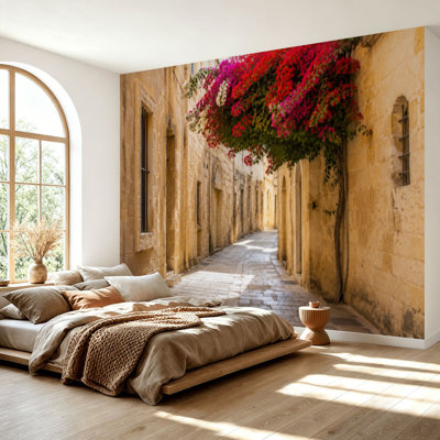 Wall Mural Peel and Stick Wallpaper Ancient Alley Quarter Jerusalem Self-Adhesive Removable Contact Paper Wall Decor for Living Room Bedroom 69"H x 96"W