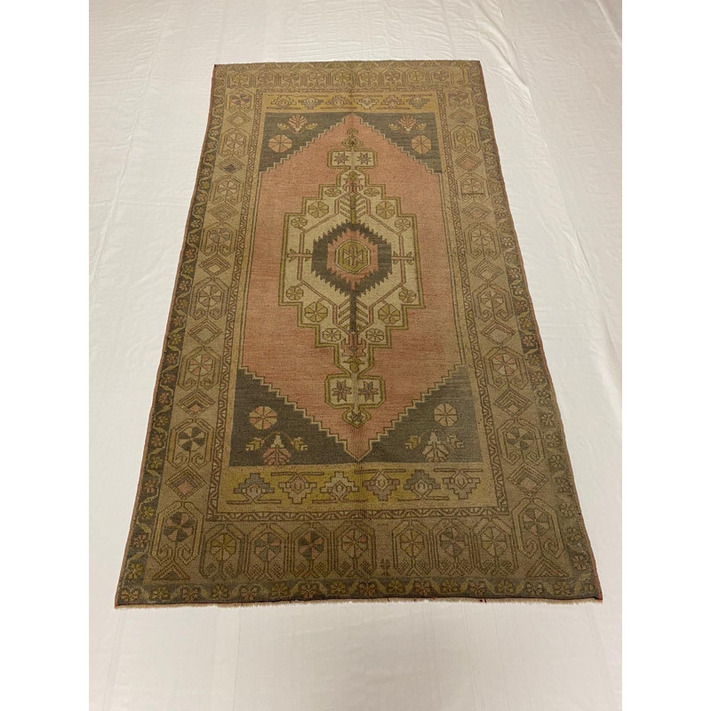 Tapis turc rétro fait à la main 4 x 8