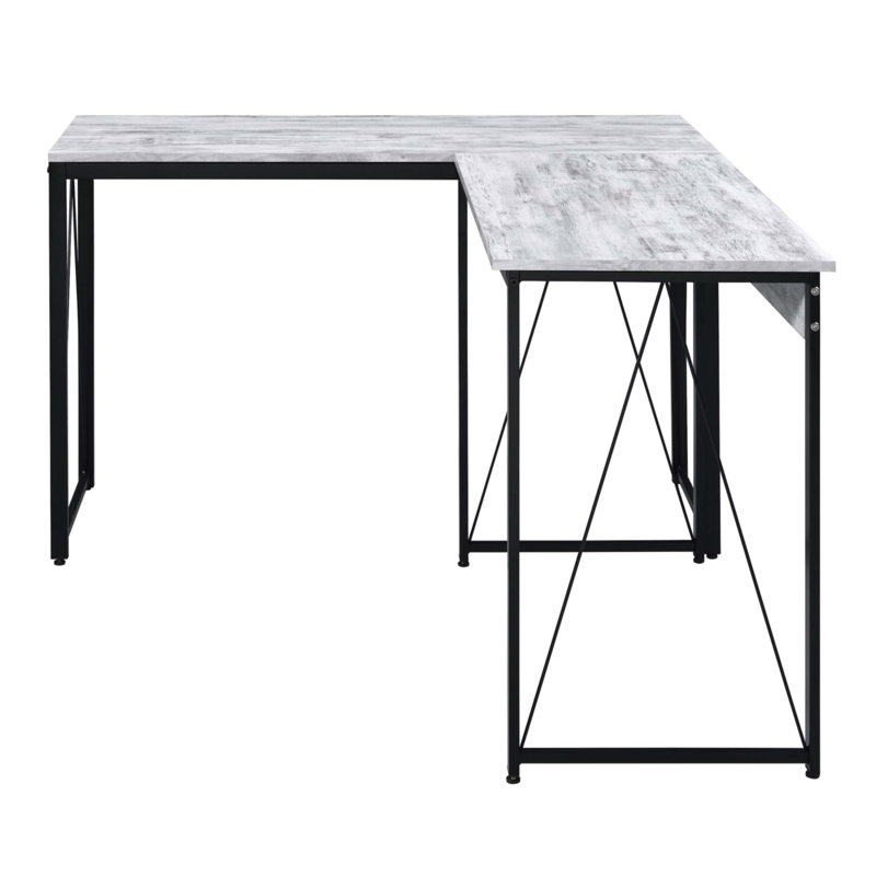 Antique White And Black 35.5" Writing Desk With Metal Sled Base