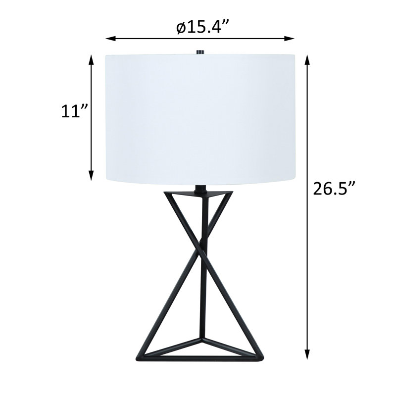 26-inch Drum Shade Metal Bedside Table Lamp Black