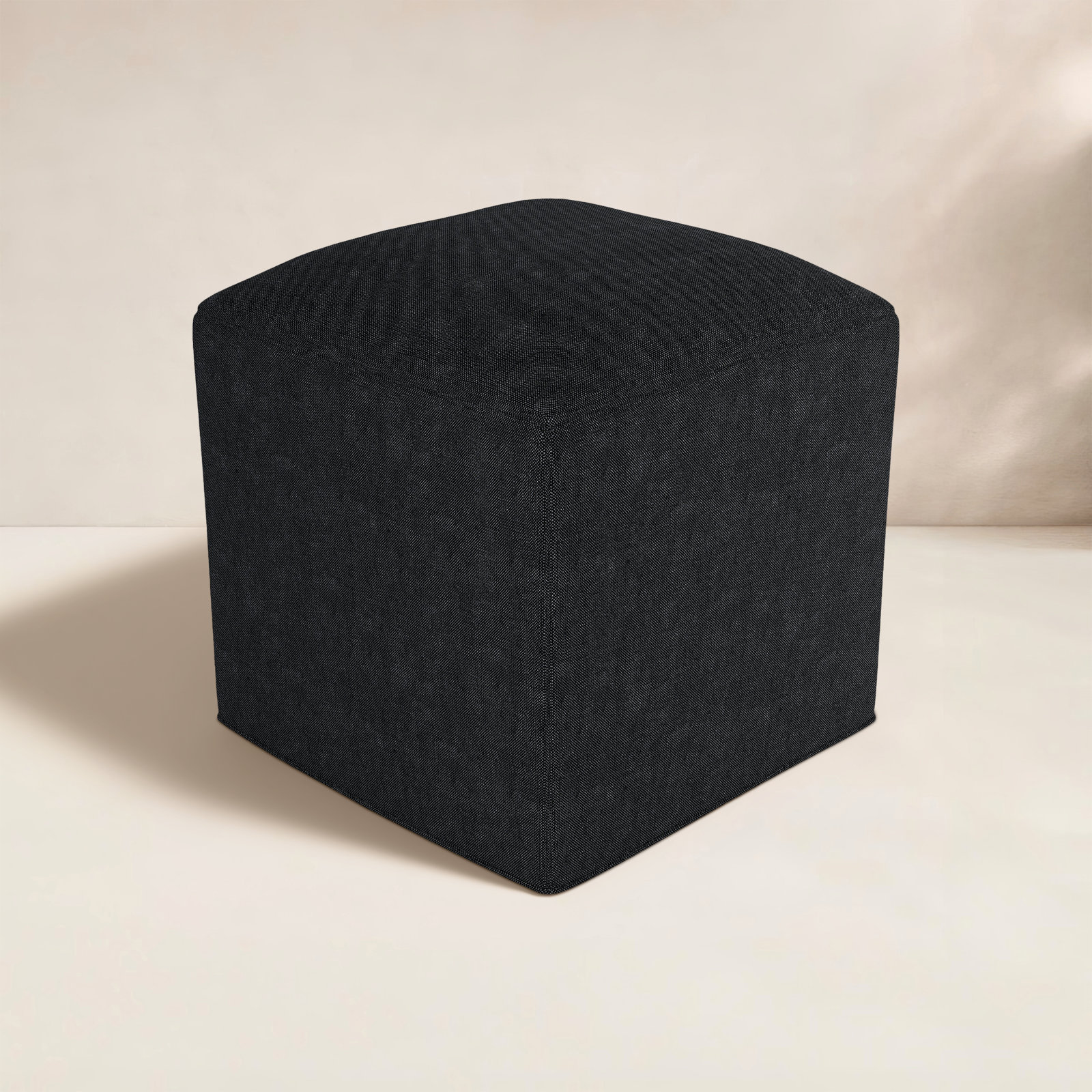 Praia Sunbrella® Upholstered 18" Outdoor Cube, Canvas Black Sunbrella® Canvas