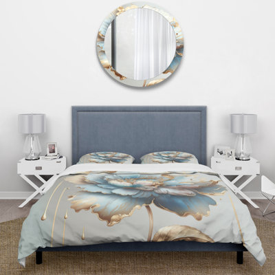 Ensemble de housse de couette Chic Blue Blooming Flower I BeddingMicrofiber / Polyester