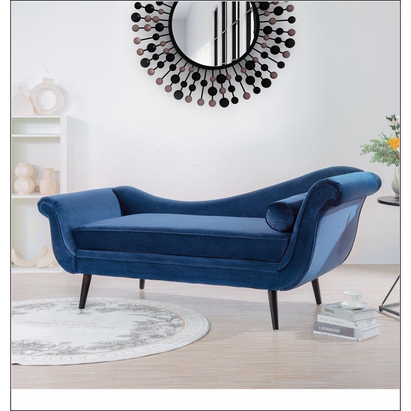 Chaise longue avec accoudoirs à volutes, Bleu