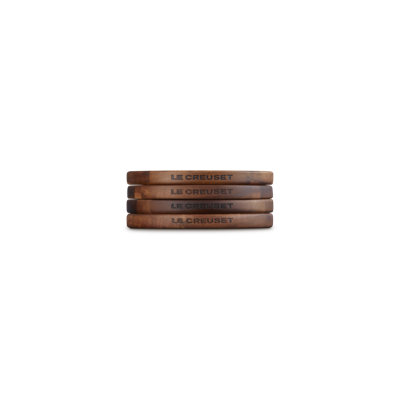 Le Creuset Set Of 4 Magentic Round Wooden Trivets, 5.5 In. Each