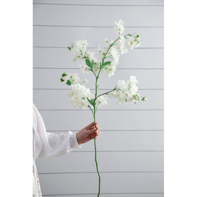 40" White Faux Cherry Blossom Stems - Set of 6