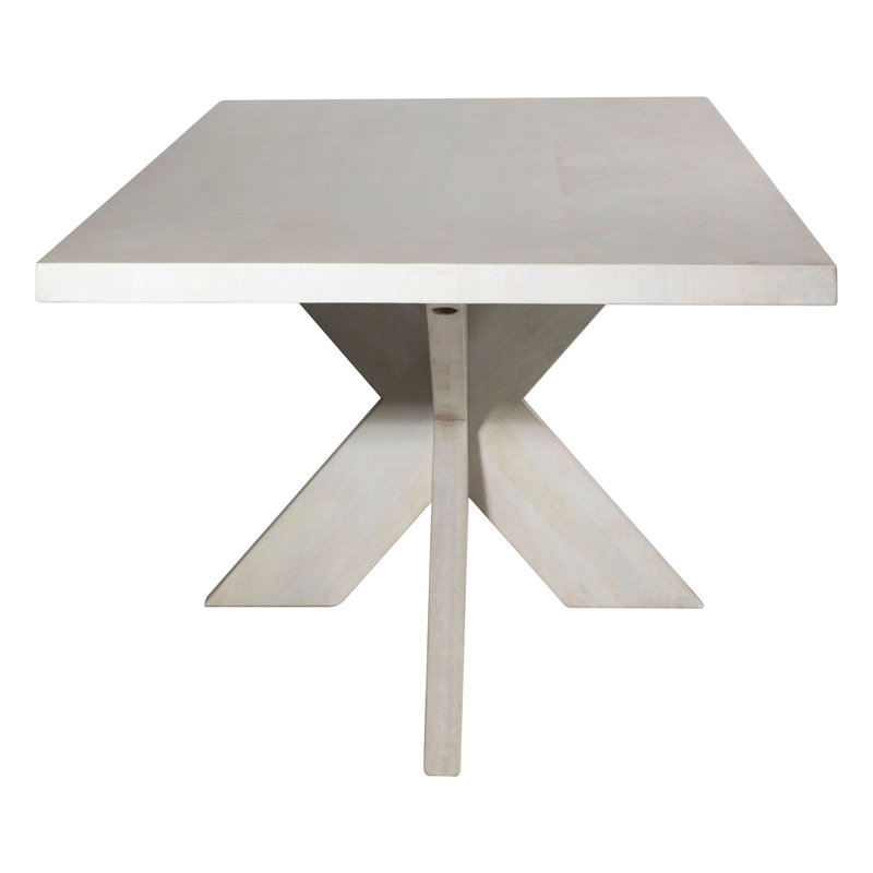 Nantes 102-Inch Rectangular Mango Wood Pedestal Table Finished In An Antique White Wash