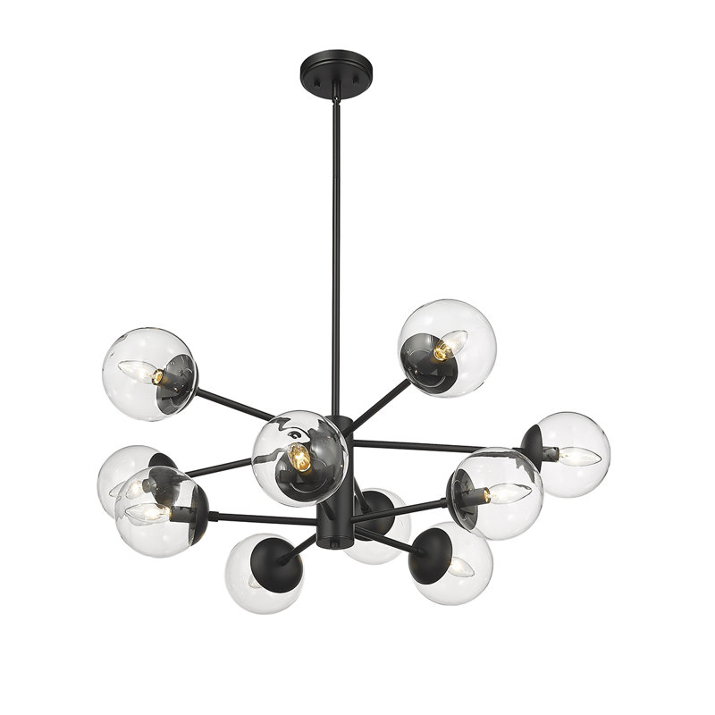Avell 10 - Light Steel Dimmable Sputnik Modern Linear Chandelier