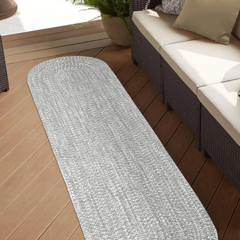 Tapis de couloir ou tapis d'extérieur tressé réversible Ulmer, Ovale 2 pi x 8 pi