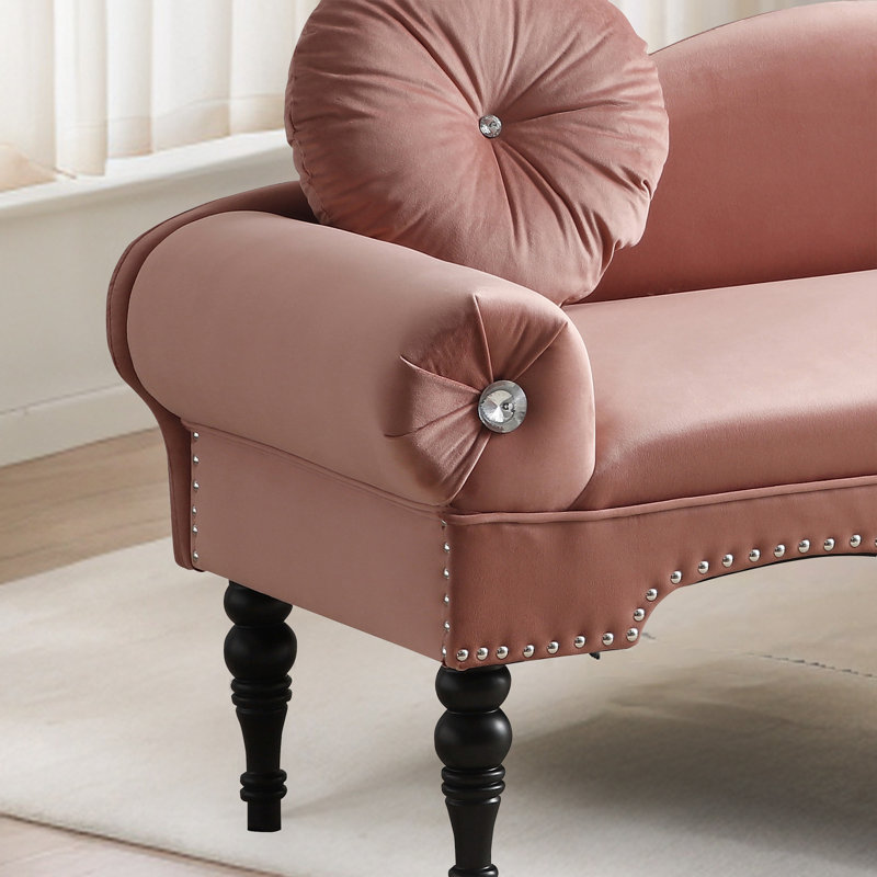 Causeuse l 53,8 po avec garniture cloutée, Rose