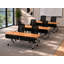 Tables de formation mobiles professionnelles avec alimentation électrique intégrée et chaises de bureau | Ensemble de 3 tables et 6 chaises | Tables de formation gigognes pliantes de 203 cm | Roulettes verrouillables | Mobilier pour salles de conférence et salles de classe | Hêtre 6 places