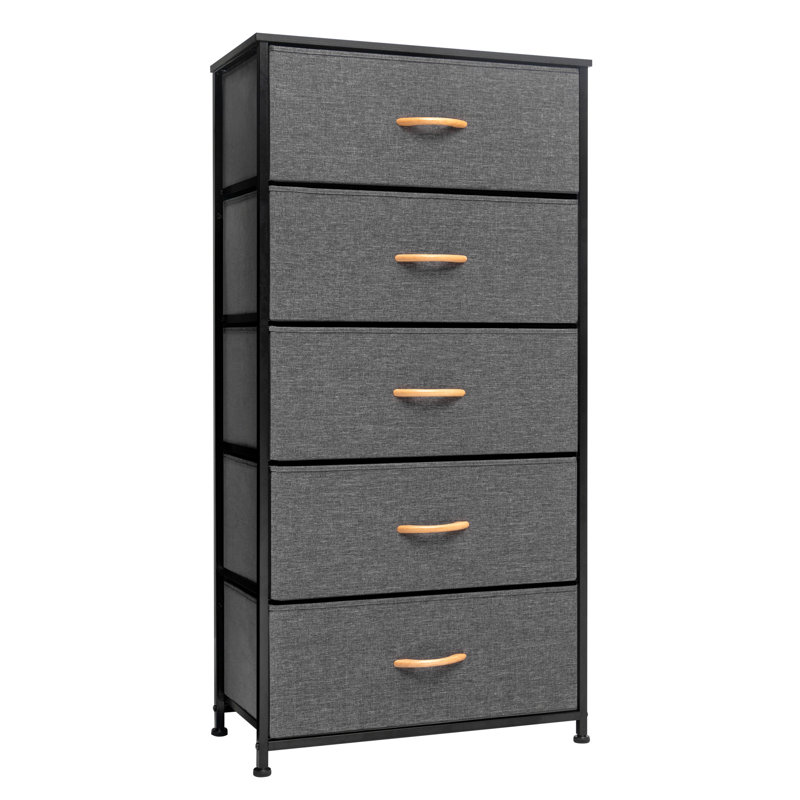 Commode 5 tiroirs l 23,2 po Willmert, Gris foncé / noir