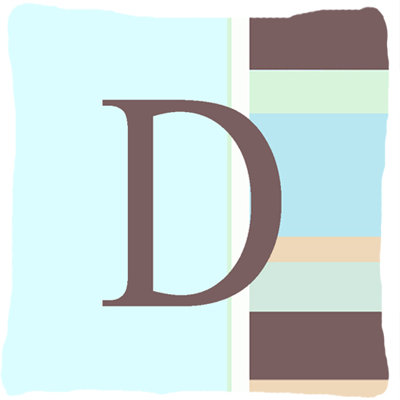 Lettre monogramme initiale bandes bleues intérieur/extérieur Throw Pillow