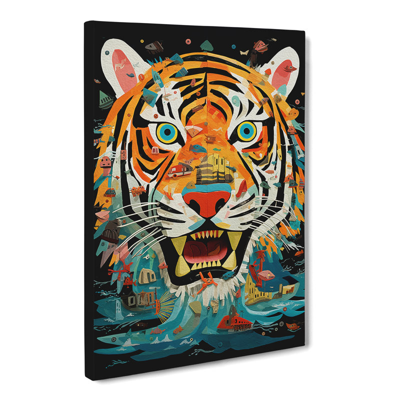 Tiger Dadaism - Wrapped Canvas, 60cm H x 40cm W x 3cm D