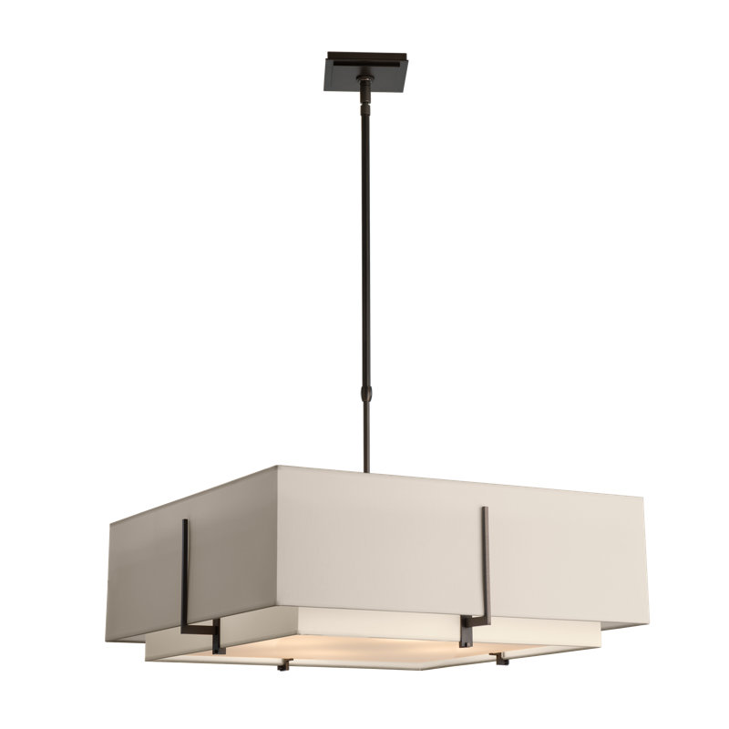 Exos 4 - Light Unique Square Pendant, Flax Shade, Dark Smoke, Medium