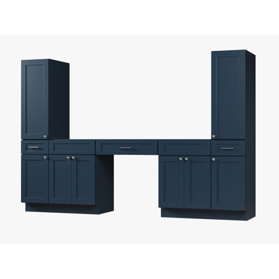Ensemble de meuble-lavabo double 108 po avec armoire en lin massif Disar