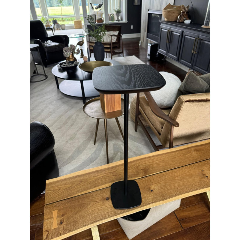 Black Modern Martini Cocktail Beverage Pedestal Stand Side Table