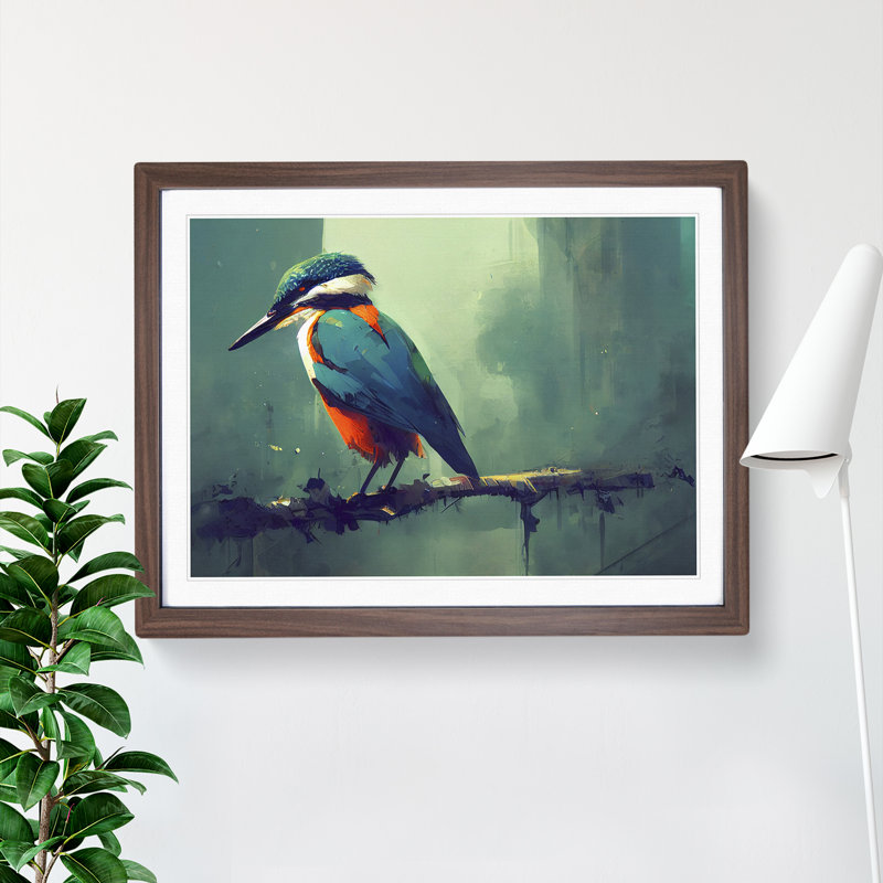 Kingfisher Bird Vol.5 - Framed Print, 25cm H x 34cm W x 2cm D, Walnut