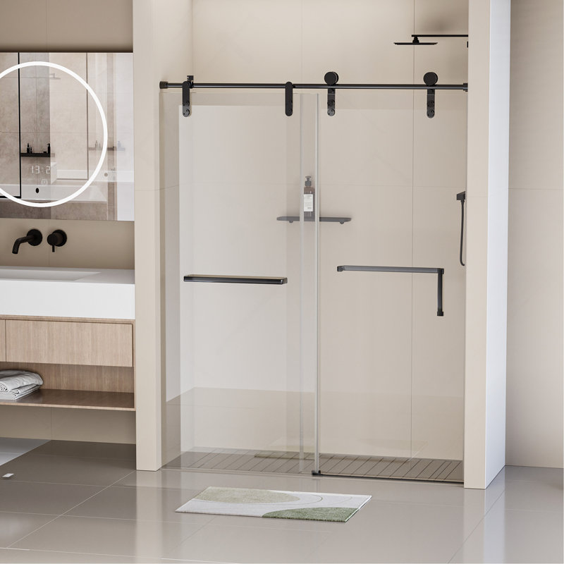 Porte de douche moderne sans cadre avec sécurité avancée et installation polyvalente, Chrome chrome