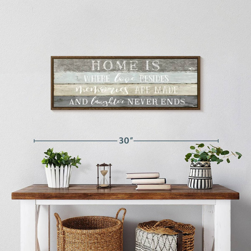 Enseigne murale Home Is Where Love Resides, 25 po x 9 po, Cadre flottant noyer