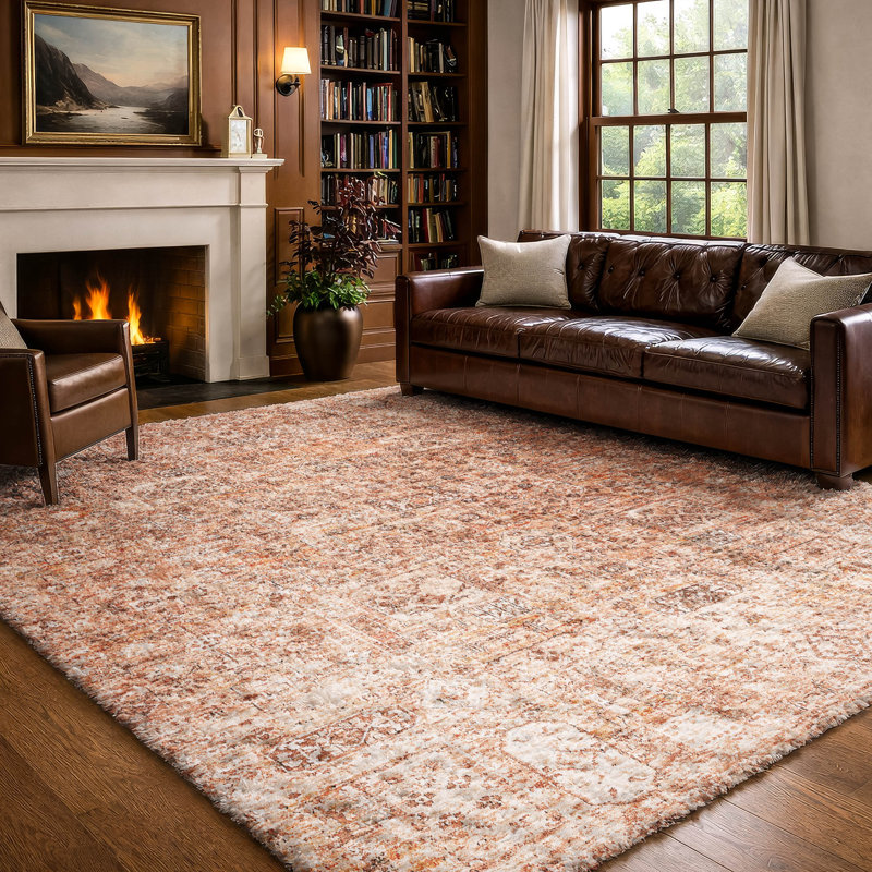 Tapis à poils longs de qualité supérieure lavable à la machine ADS611, Salmon, 3' x 5'