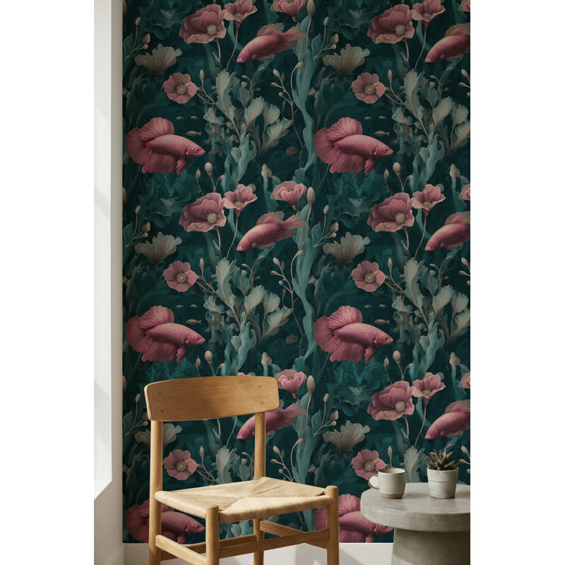Papier peint floral aquatique sous-marine, Non-collé