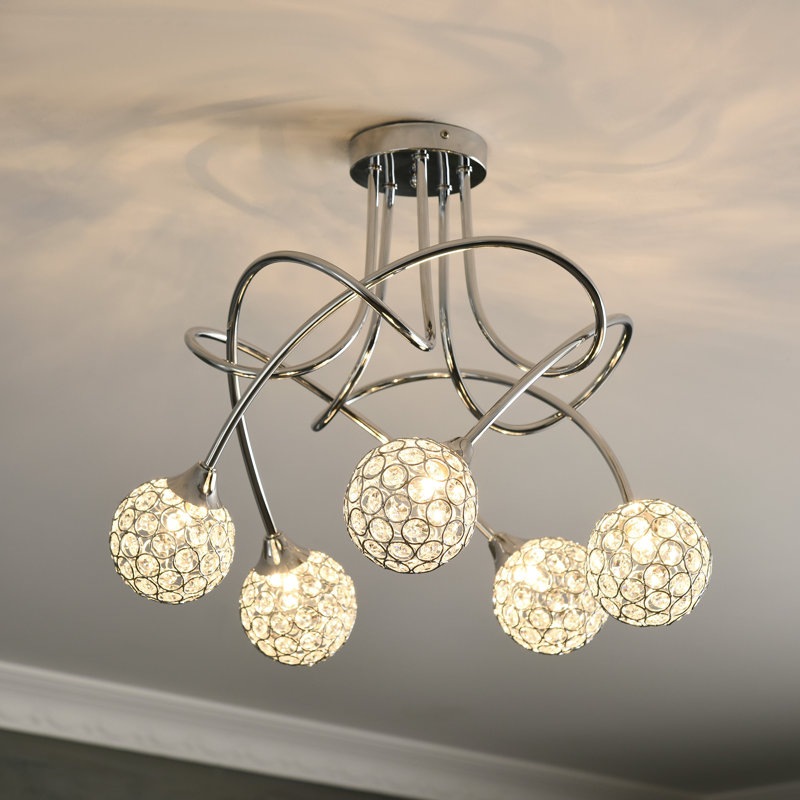 Carbonville 5 - Light Chandelier Pendant, Silver