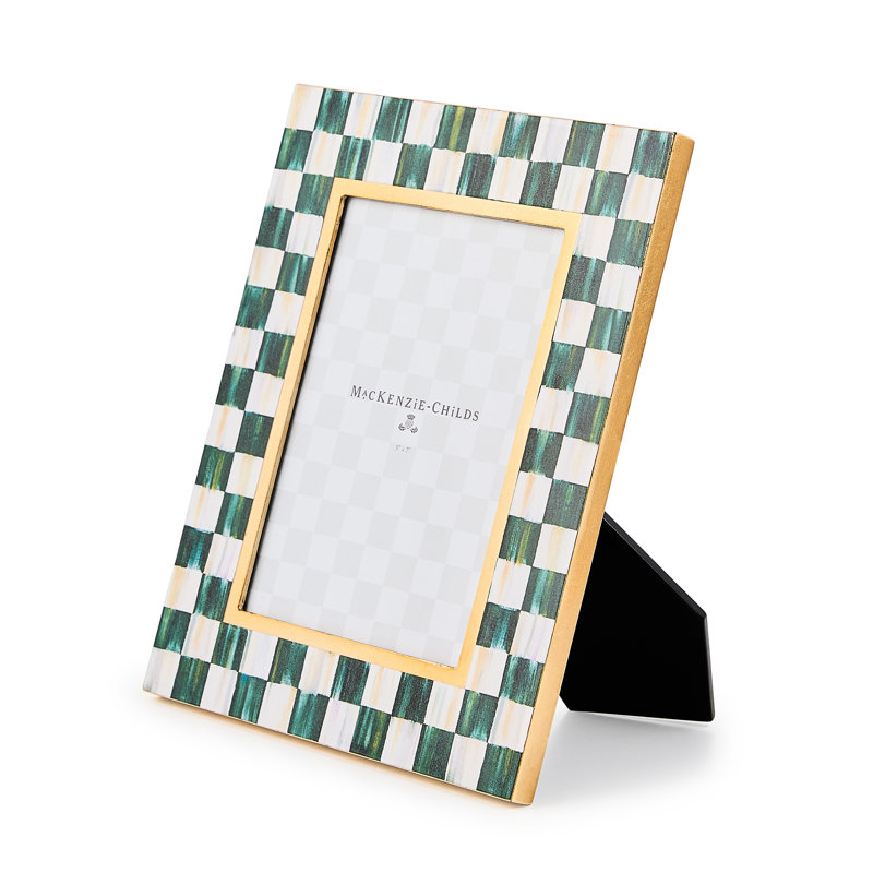 Courtly Check Lacquer Frame, 5" W x 7" H, Green/Cream