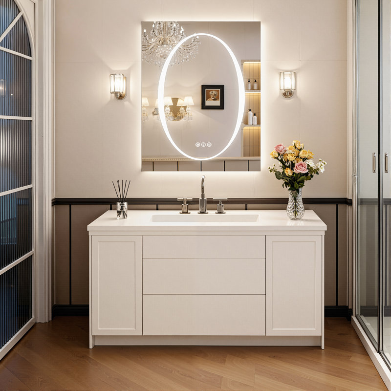 Dimmable LED Bathroom Mirror with Frontlit and Backlit, 3 Colors Temperature, Anti-fog, Tempered Glass, ETL Listed, 32" x 24"