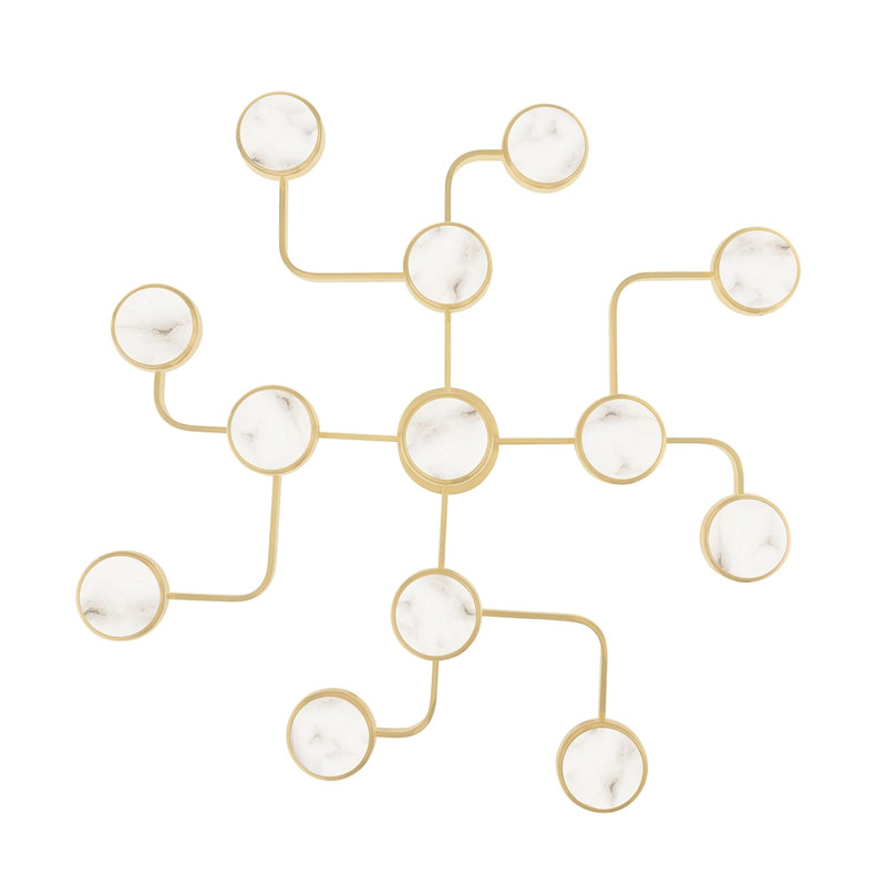 Meander 13 Light LED Chandelier, Aged Brass