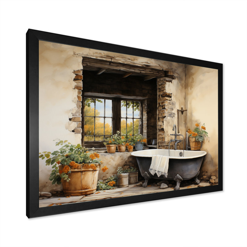 «Laundry Rustic Vibe I» - Art encadré, H 12 po x l 20 po x P 1 po, Cadre simple noir