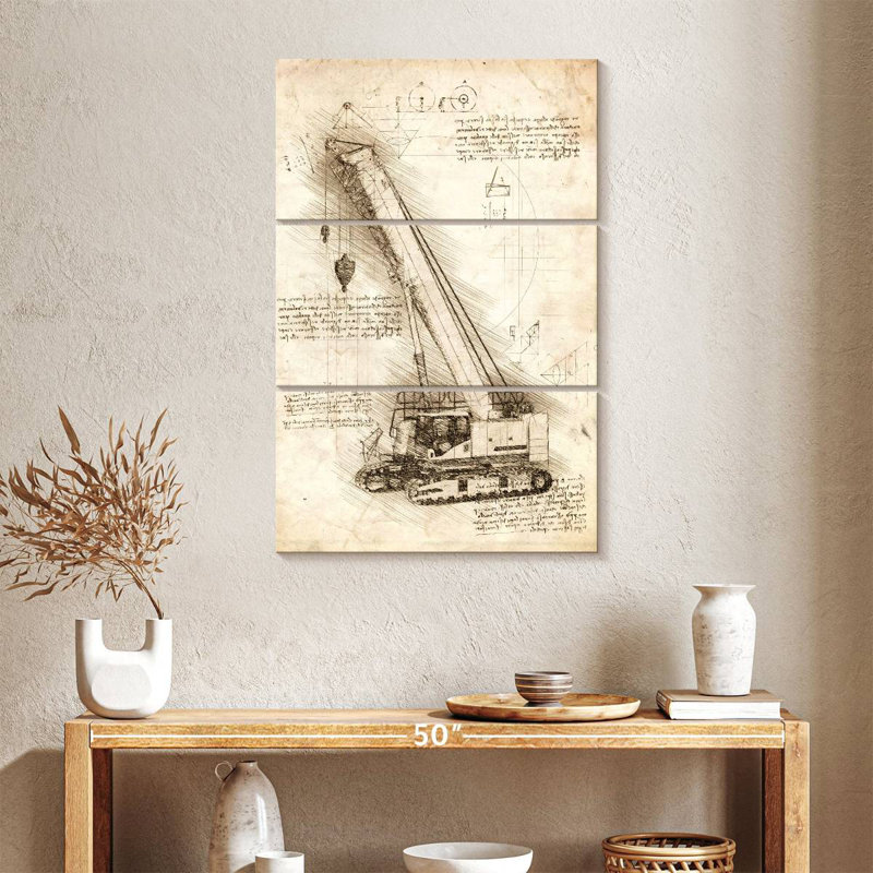 Crane Blueprint, 38" H x 24" W