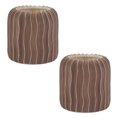 Wavy Ribbed Ceramic Vase