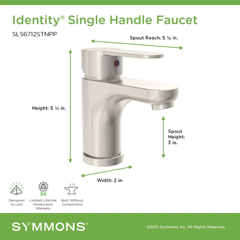 Identity Single-handle Bathroom Faucet with Push Pop Drain, Satin Nickel
