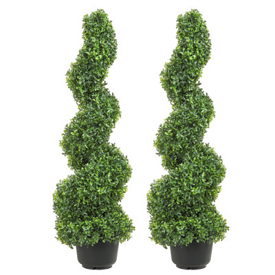Faux Boxwood Topiary Plant in Plastic Pot