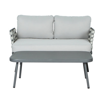Mariano Steel Loveseat and Table