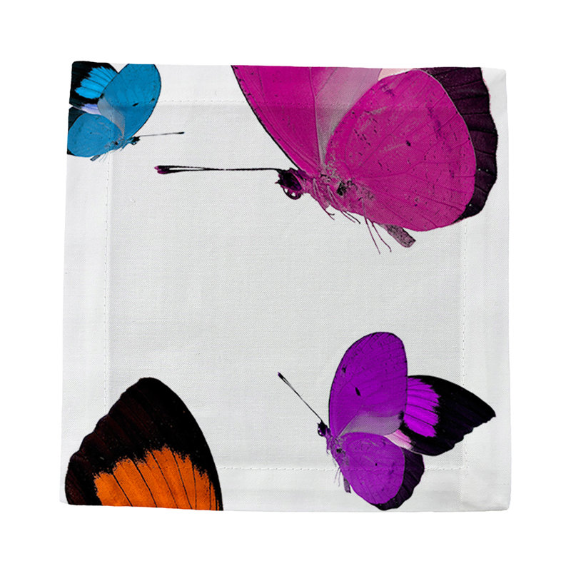 Butterflies Cotton Sateen Cocktail Napkins, Original