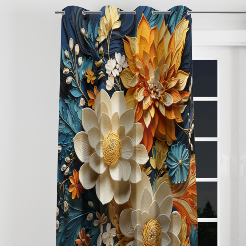 Tourbillon orange sarcelle Botanical Whirlwind II - rideau occultant avec œillets Abstract Botanicals - 1 panneau