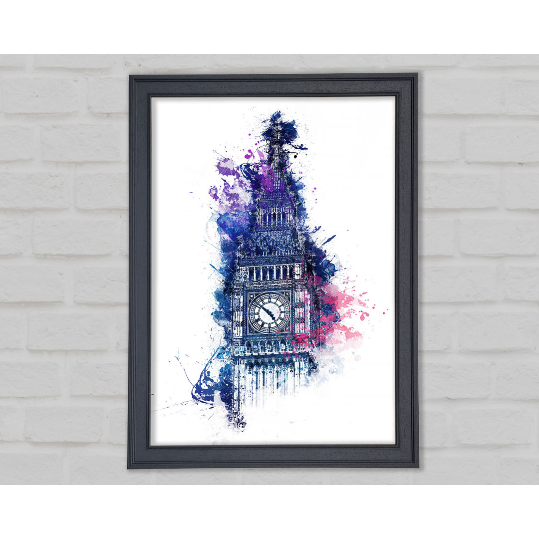 Aquarell Big Ben 4 Gerahmter Druck