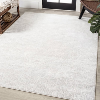 Tapis blanc / gris clair à motif géométrique Simsbury