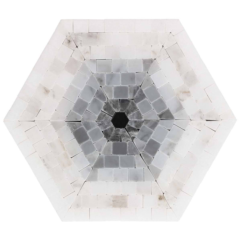 Ako 6" Hexagon Marble Micro Mosaic Tile, Grigio Gray