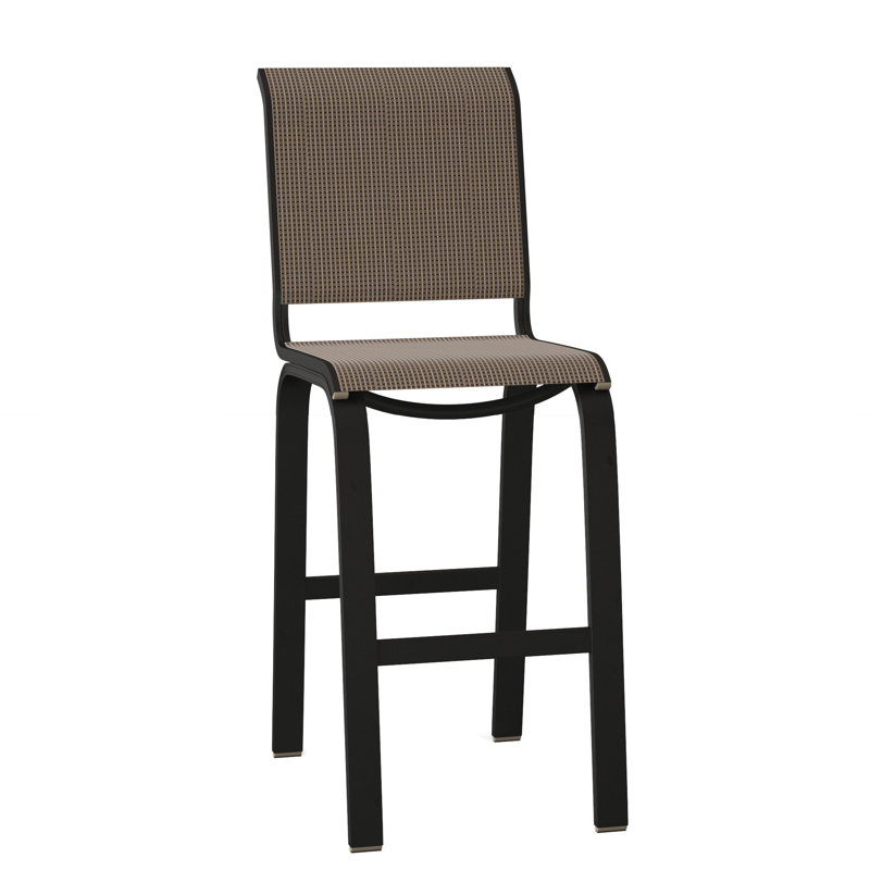 Tabouret de bar 29,5 po Holna, Noir texturé, Tweed Sunbrella® brun