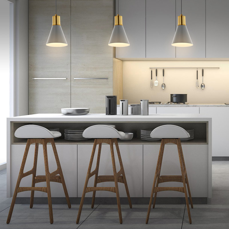 Luminaire suspendu conique à 1 lumière Zurcher, Gris / laiton doré