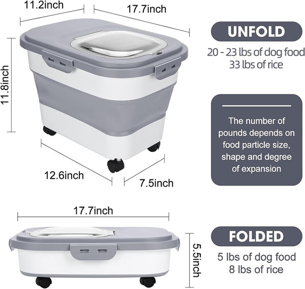 20lbs Airtight Rice Bucket Canister Dry Food Storage Containers w/  Measuring Cup