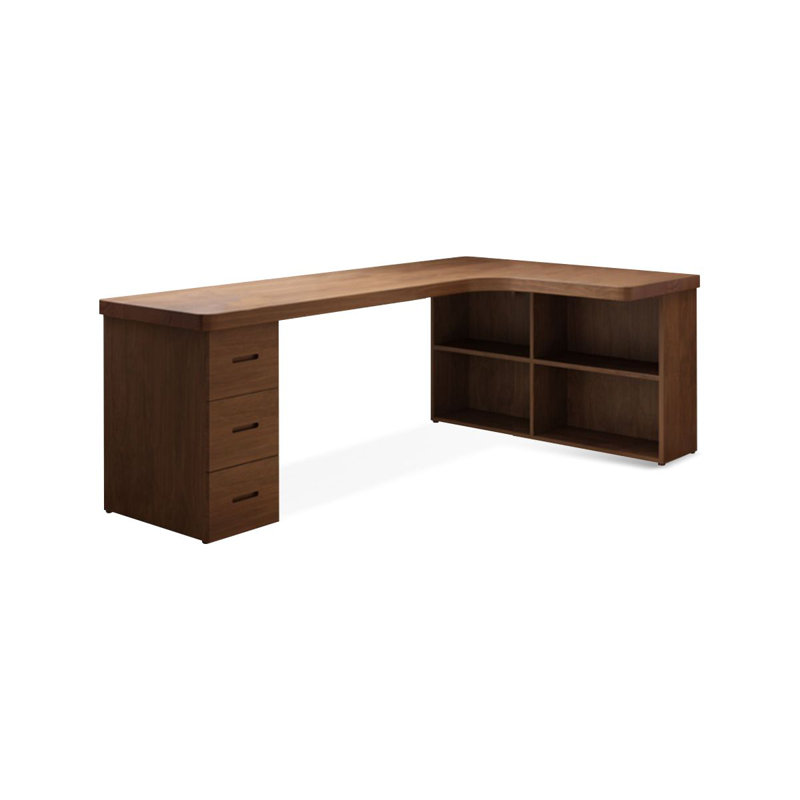 Bureaux en bois massif en L brun noisette, H 29,53 po x l 62,99 po x P 47,24 po, Retour à droite