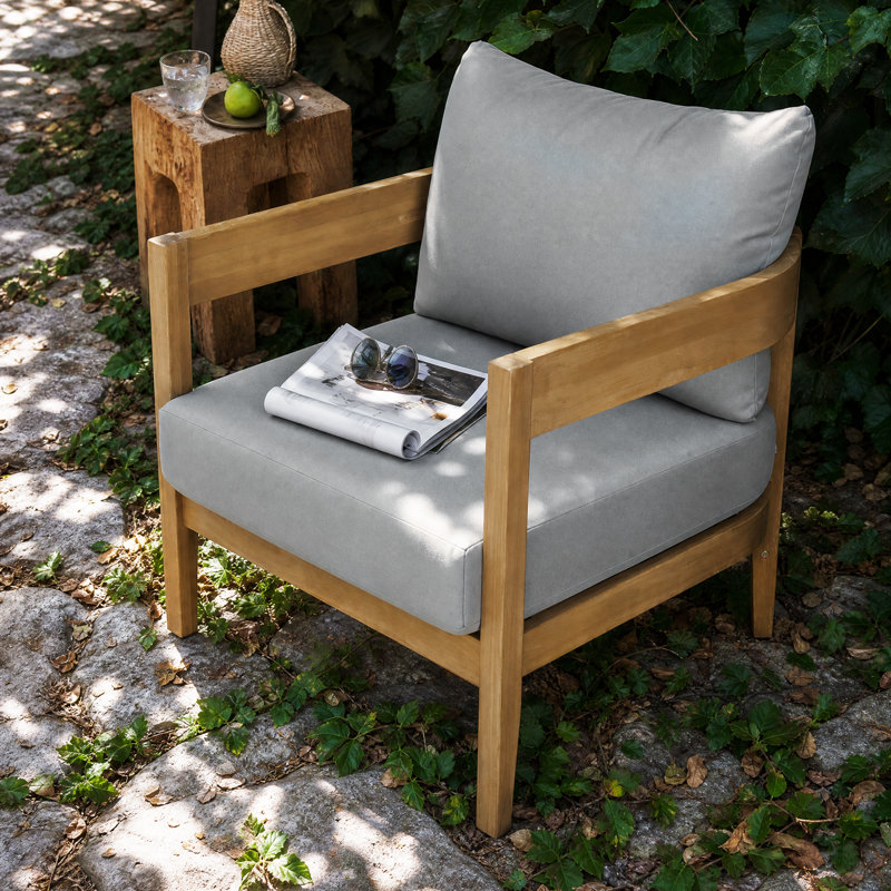 Chaise de patio avec coussins hydrofuges Lorene , Gris