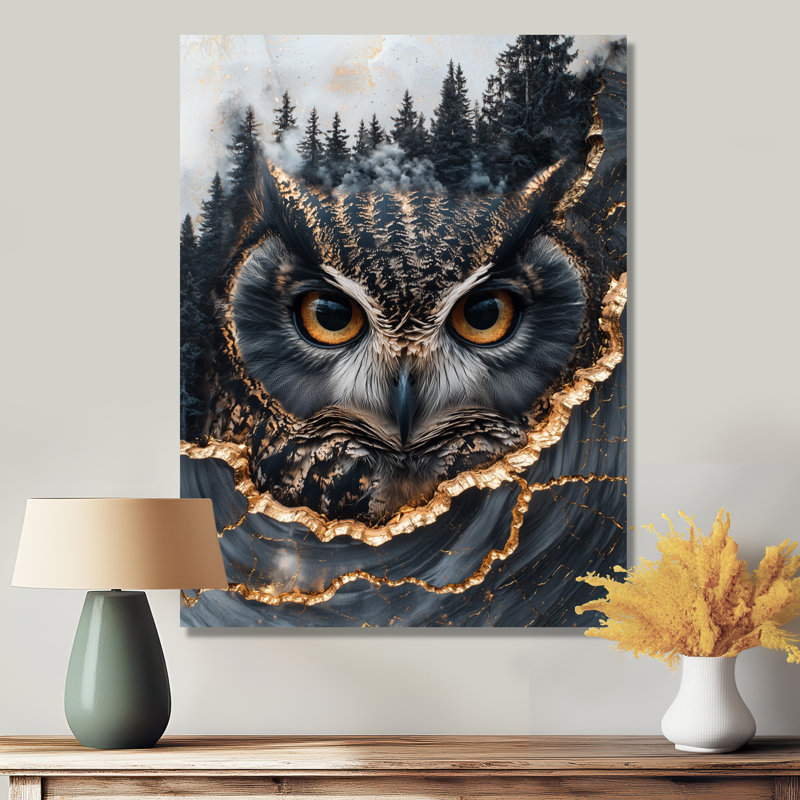 Rosalinde - impression de hibou sur métal, H 20 po x l 12 po