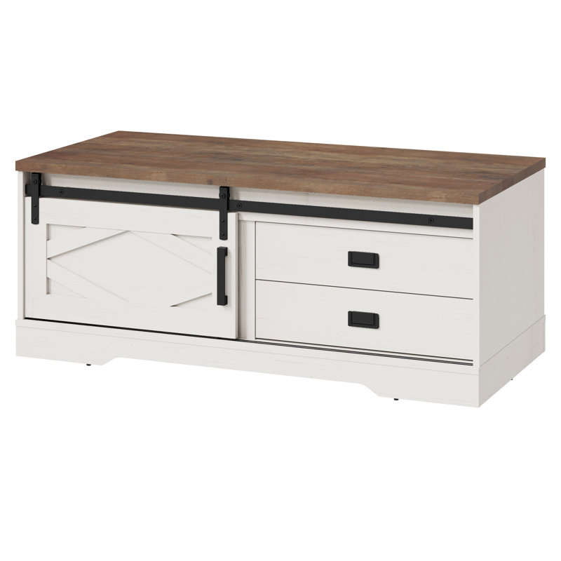 Glenford Farmhouse Coffee Table, Antique Copper, White